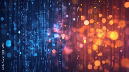 Wallpaper Mural Abstract binary code with flowing light particles representing high-tech digital processes in a virtual environment Torontodigital.ca