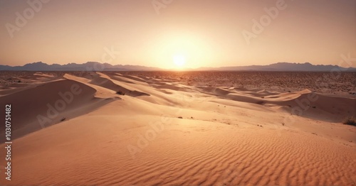 Majestic photo of a desert landscape with dunes at sunset