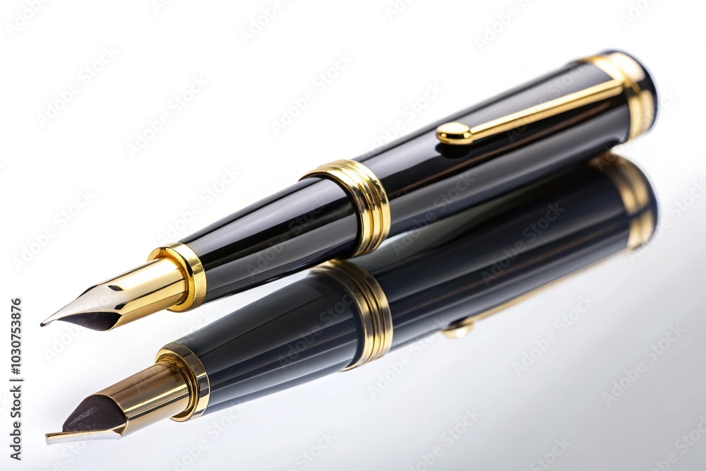 fountain pen isolated on white background reflected fountain pen isolated on white background reflected