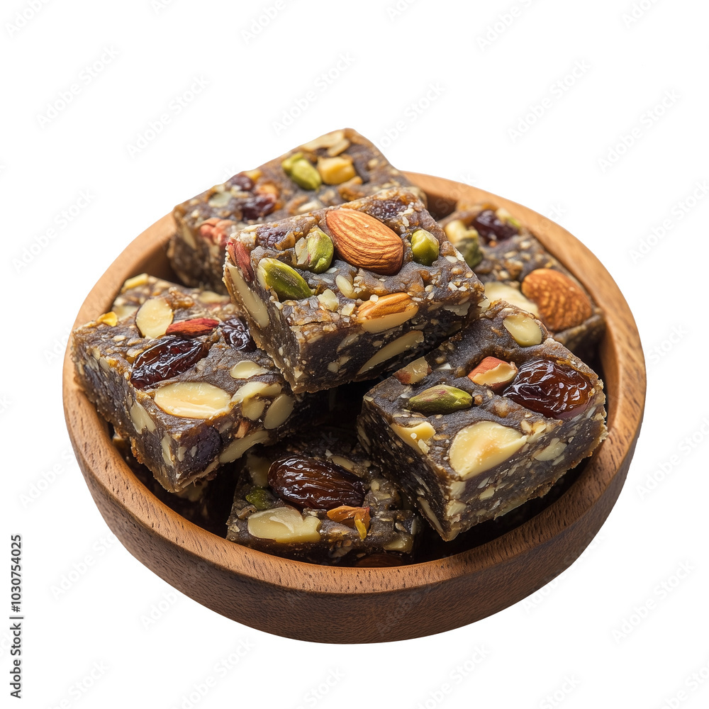 Delectable Khajur Barfi with Nutrient-Rich Ingredients Isolated on Transparent Background – Ideal for Product Branding and Food Advertisements.