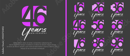 anniversary logo set. vector design pink and purple color can be use for celebration moment