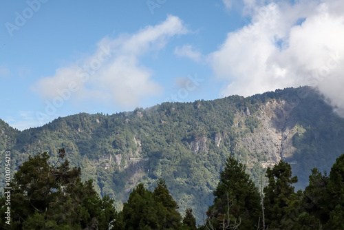 View of forest and mountain in national park in taiwan