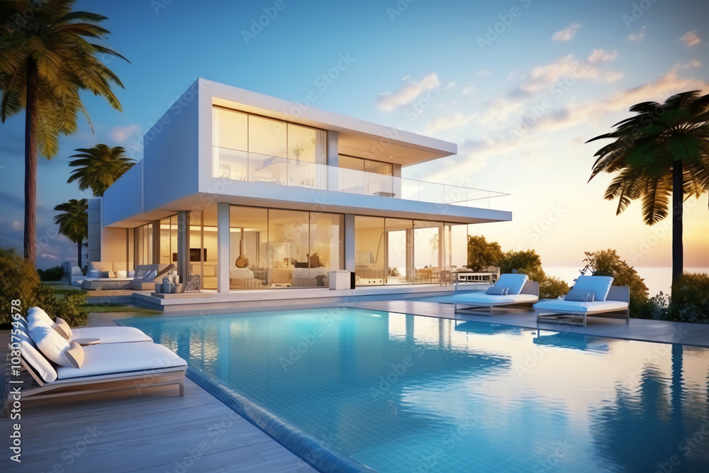 modern house, AI generated modern house, AI generated