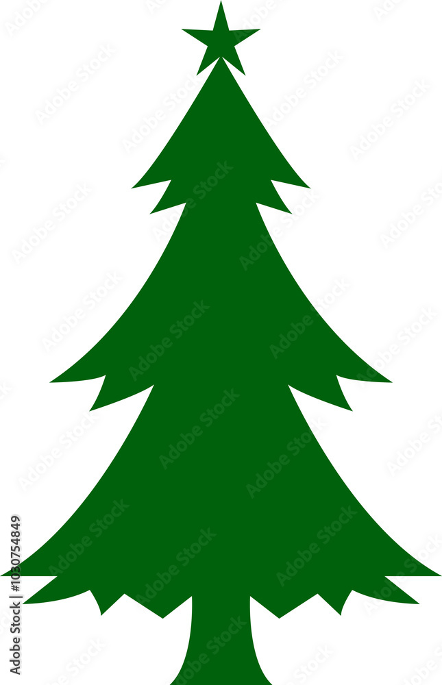 Fototapeta premium Christmas tree clip art design on plain white transparent isolated background for card, shirt, hoodie, sweatshirt, apparel, card, tag, mug, icon, poster or badge