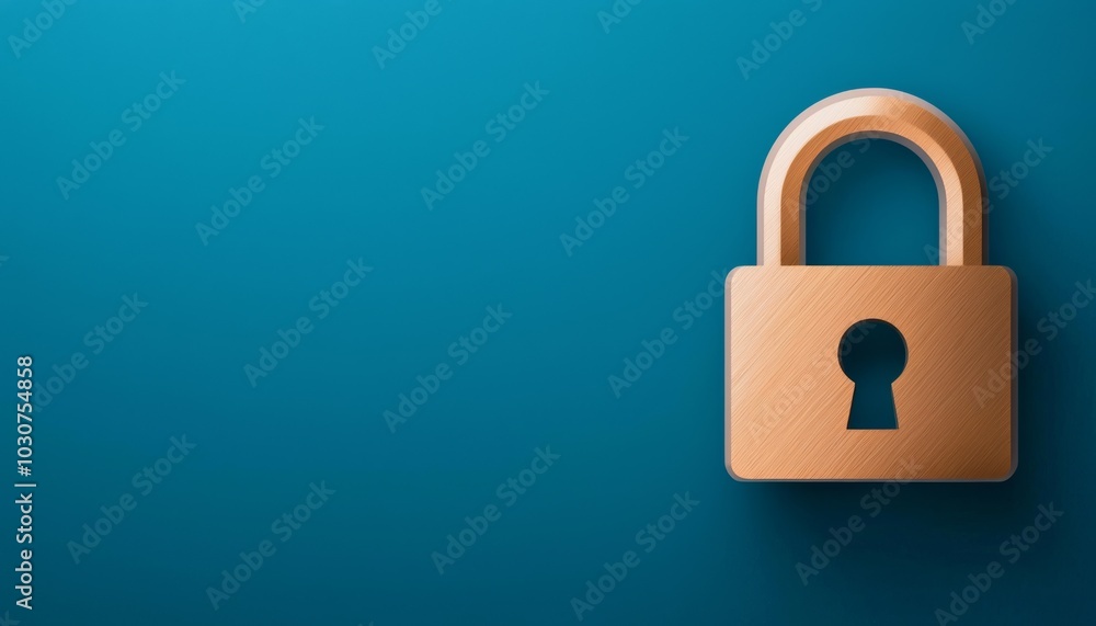 A wooden padlock against a blue background, symbolizing security and protection. A wooden padlock against a blue background, symbolizing security and protection.