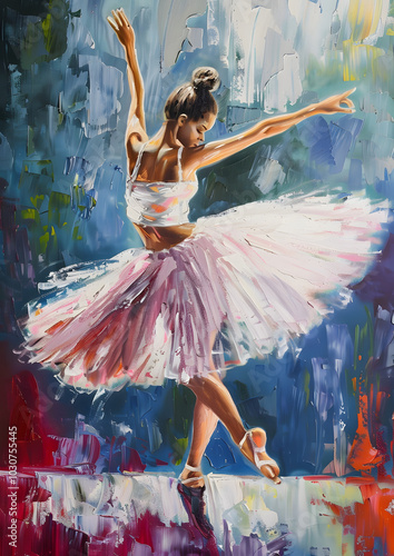 Abstract Dancing Girl Oil Painting Canvas, Women Modern Poster and Prints Wall Art Picture photo