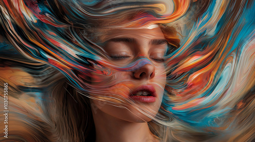 A woman with a stressed, troubled and frazzled expression, depicting the chaotic and disorganised state of mind.