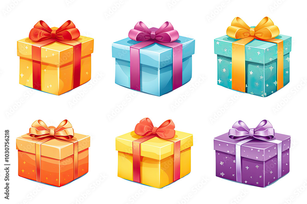 colorful retro gift boxes on transparent background colorful retro gift boxes on transparent background