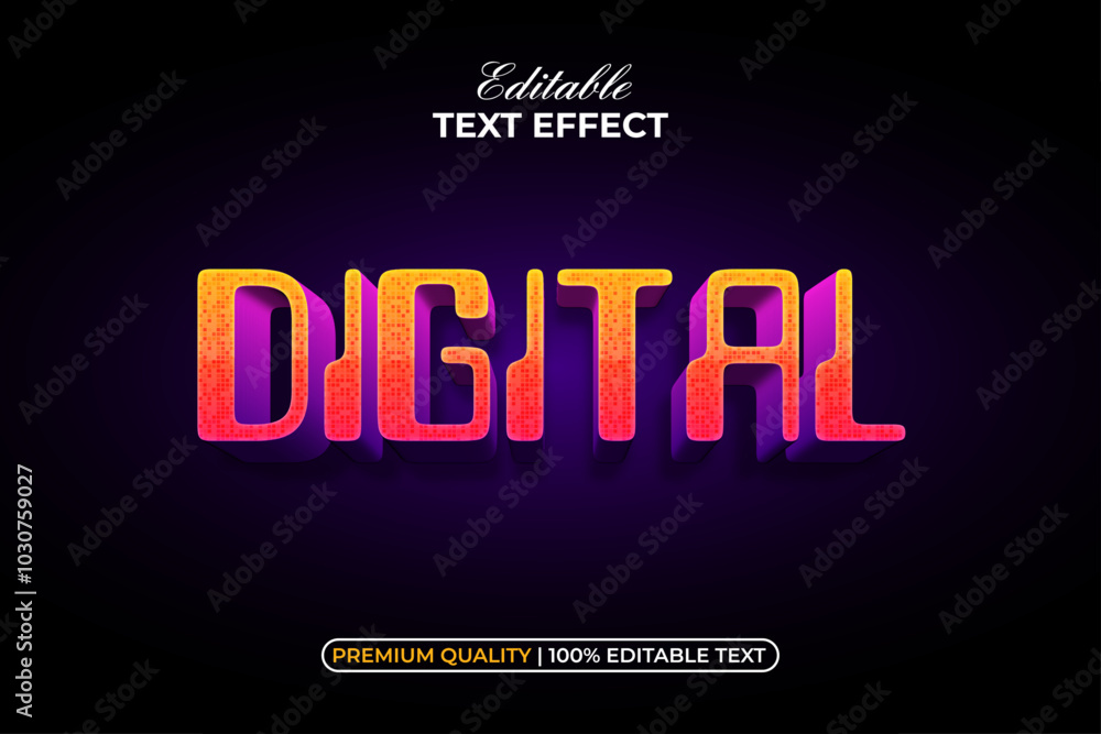 Digital Text Effect Gradient 3D Style. Editable Text Effect. Digital Text Effect Gradient 3D Style. Editable Text Effect.