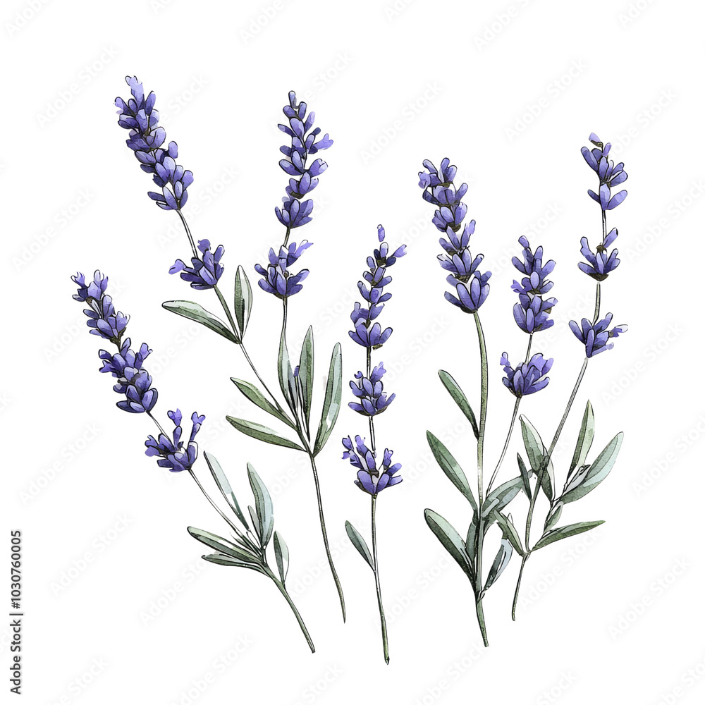Lavender Flowers Watercolor Illustration. Lavender Flowers Watercolor Illustration.