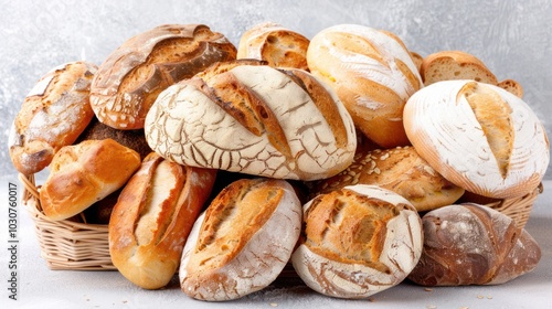 A Basket Filled with Freshly Baked Loaves of Bread