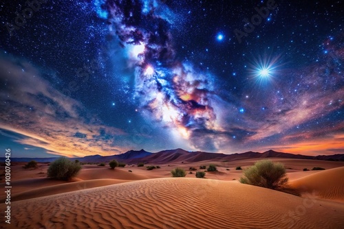 Forced perspective sapphire star desert night sky clear stars sapphires vast tranquil landscape