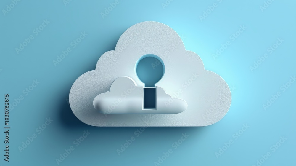 Cloud Security Concept. Keyhole And Key Protecting Data On A Cloud Computing Icon. 3D Rendering Cloud Security Concept. Keyhole And Key Protecting Data On A Cloud Computing Icon. 3D Rendering