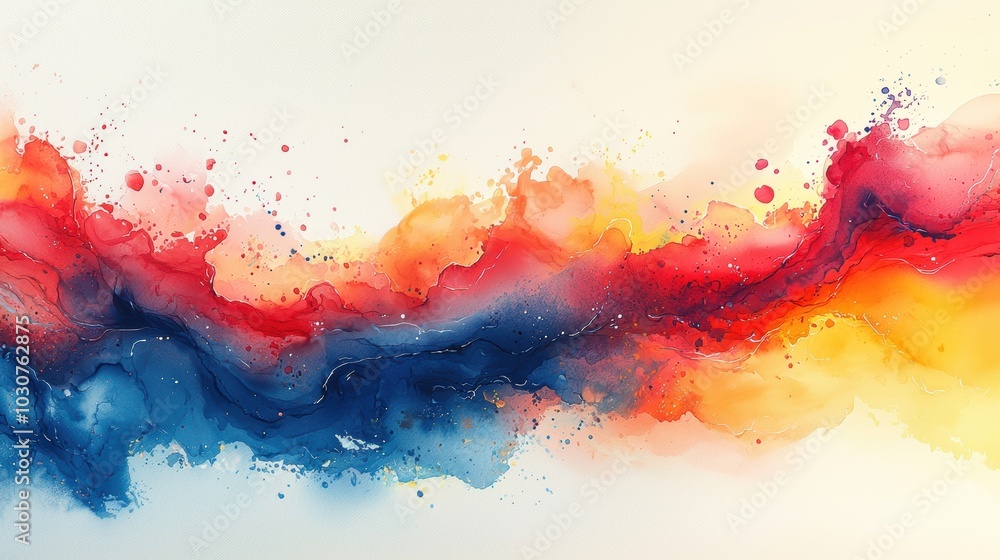 Abstract watercolor painting with blue, red, and yellow. Abstract watercolor painting with blue, red, and yellow.