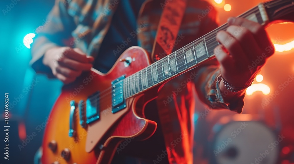 Obraz premium Guitarist Performing Live on Stage