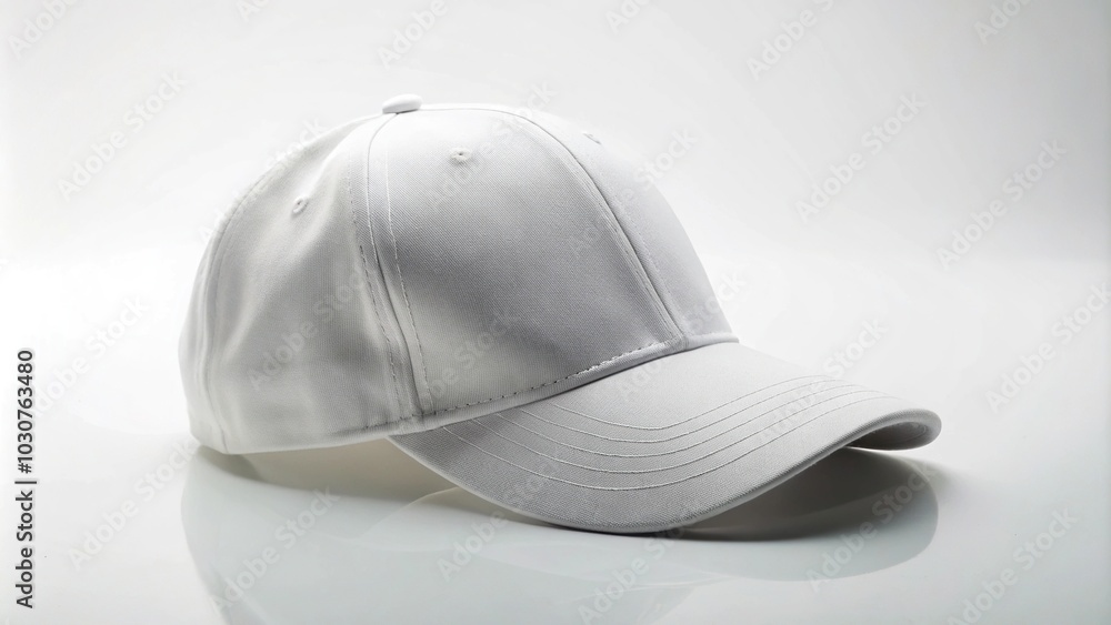 Forced perspective white baseball cap isolated on white background Forced perspective white baseball cap isolated on white background