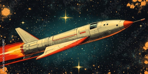 Wallpaper Mural A spaceship flies through the starry night. Torontodigital.ca