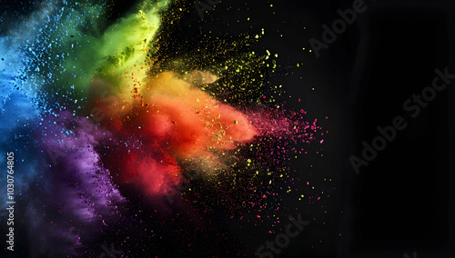Wallpaper Mural Colorful powder explosion on a black background, Holi festival concept. Torontodigital.ca