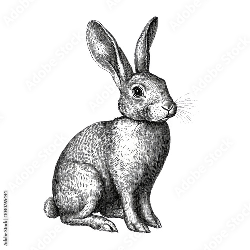 Elegant Rabbit Ink Drawing 