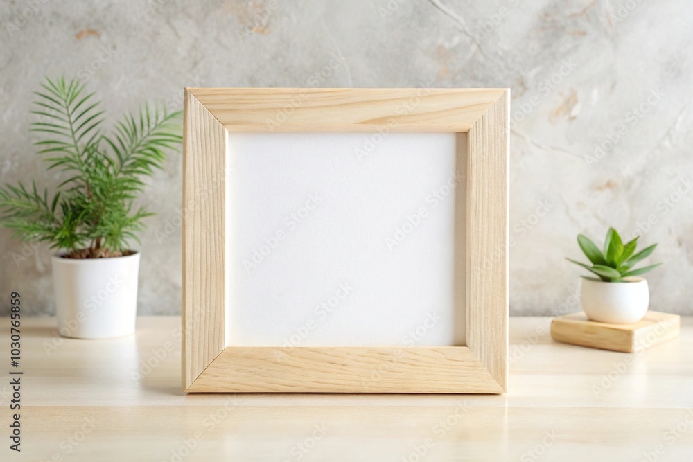 Frame mockup light wood white background square Asymmetrical Frame mockup light wood white background square Asymmetrical