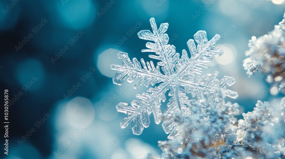 Snowflake Close-Up in Winter Wonderland Snowflake Close-Up in Winter Wonderland
