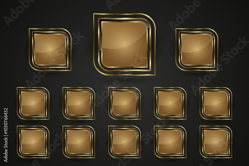 Group of premium gold buttons design in Luxury and set of gold buttons with premium stoked vector web buttons design