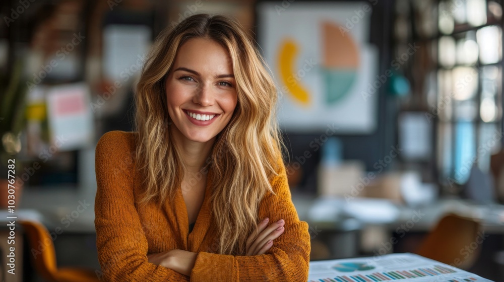 Young Woman Smiling in Modern Office Young Woman Smiling in Modern Office