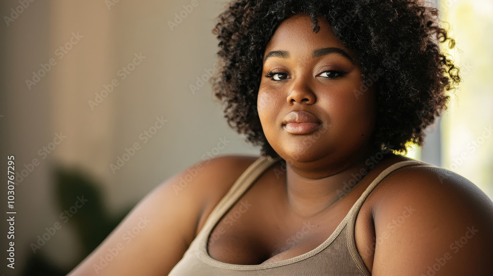Confident Plus-Size Woman Posing Indoors Confident Plus-Size Woman Posing Indoors