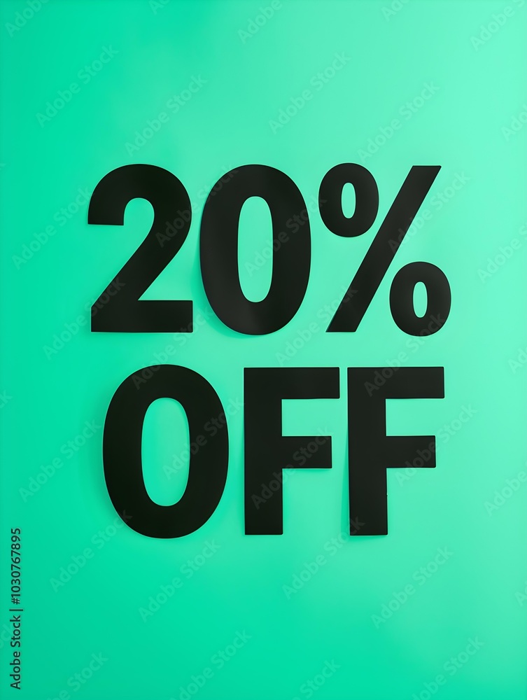 Black '20% OFF' Promotional Sign on a Green Background Black '20% OFF' Promotional Sign on a Green Background