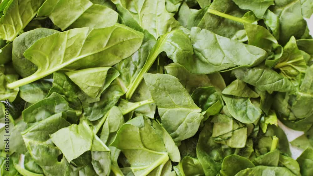 Heap of baby spinach leaves with water drops Raw organic spinach greens close up Heap of baby spinach leaves with water drops Raw organic spinach greens close up