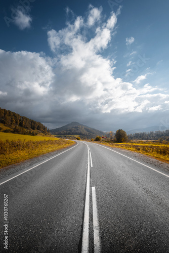 country road in autumn mountain landscape