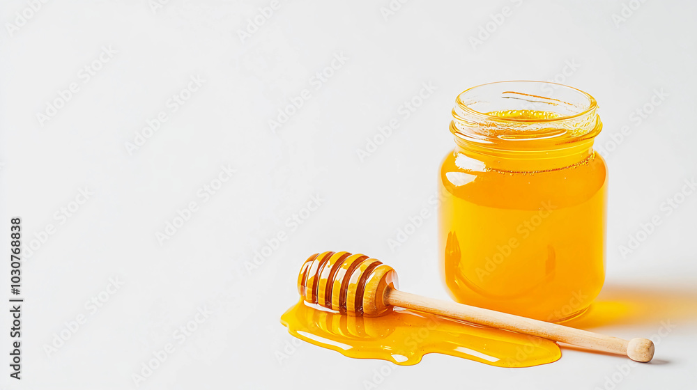 Golden Honey Dripping From Jar and Dipper Golden Honey Dripping From Jar and Dipper