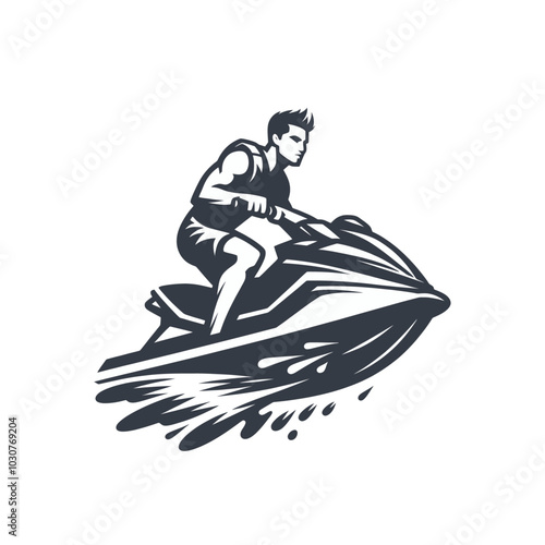 Jet ski. Water sports isolated vector illustration	
