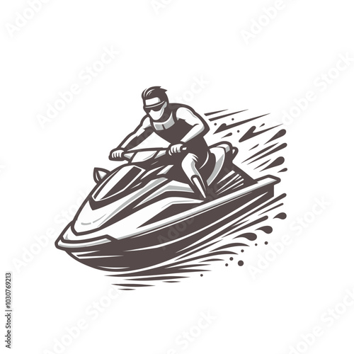 Jet ski. Water sports isolated vector illustration	
