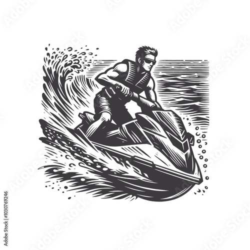 Jet ski. Water sports isolated vector illustration	
