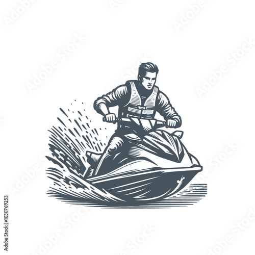 Jet ski. Water sports isolated vector illustration	

