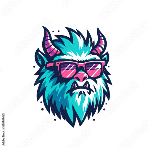 Mysterious beast modern style cool yeti with glasses sports logo mascot