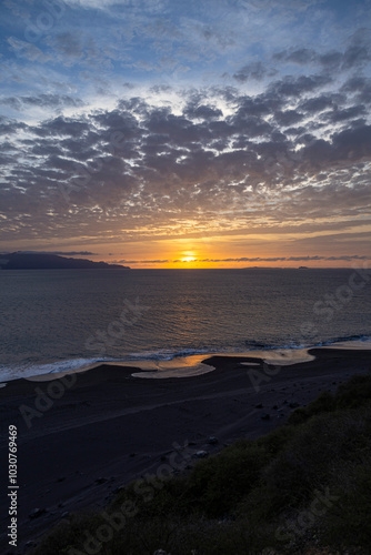 Wallpaper Mural sunset in black sand beach in Fogo Island, Volcano beach, Cabo Verde Torontodigital.ca