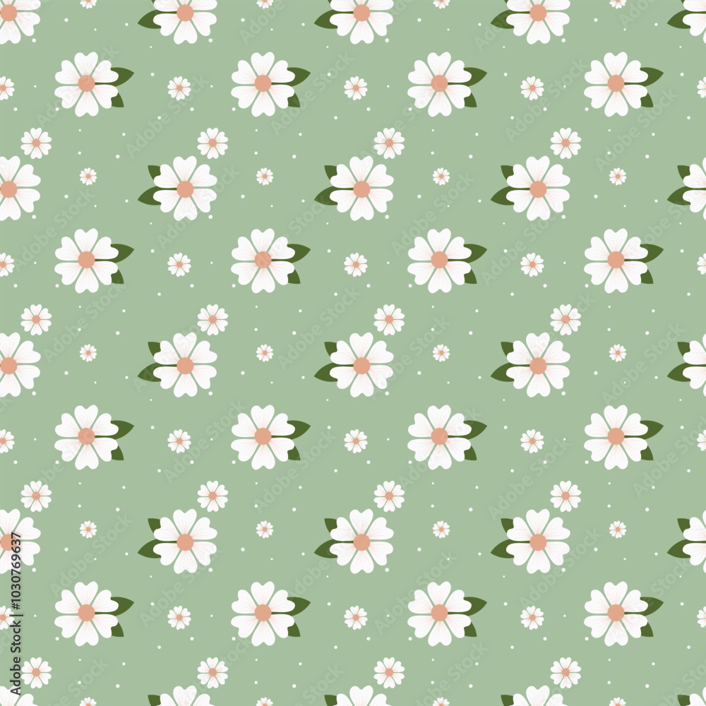 Abstract flowers vector background. Small size meadow flowers with leaves. Floral seamless pattern. Flat simple decorative design. Folk art, vintage style. Abstract flowers vector background. Small size meadow flowers with leaves. Floral seamless pattern. Flat simple decorative design. Folk art, vintage style.