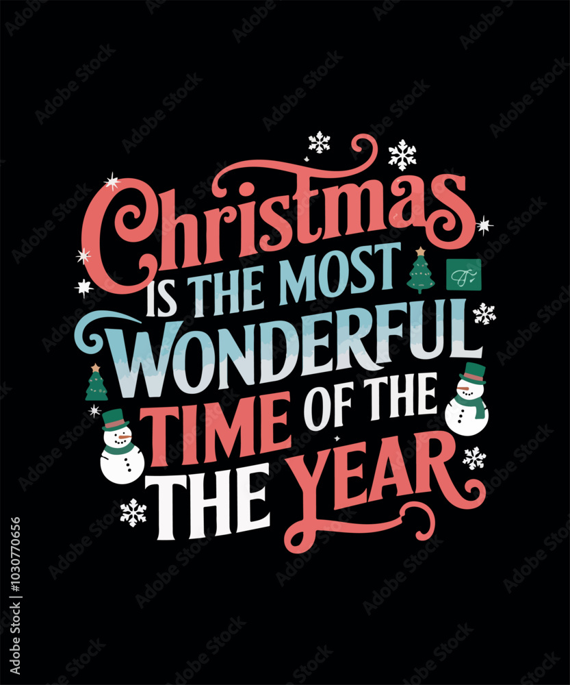 Naklejka premium Merry Christmas T-shirt Design