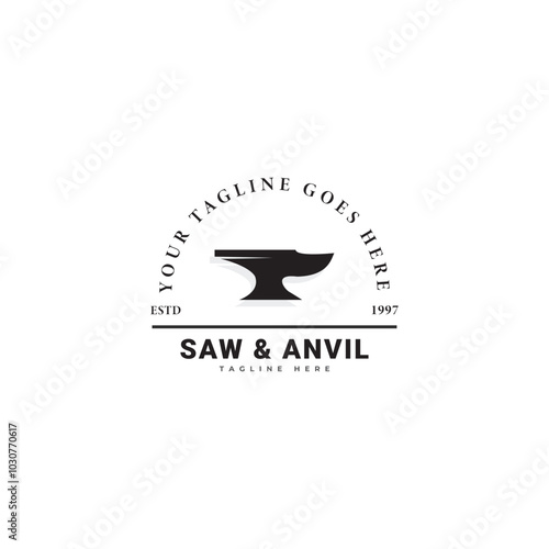 hammer anvil art blacksmith logo symbol design illustration