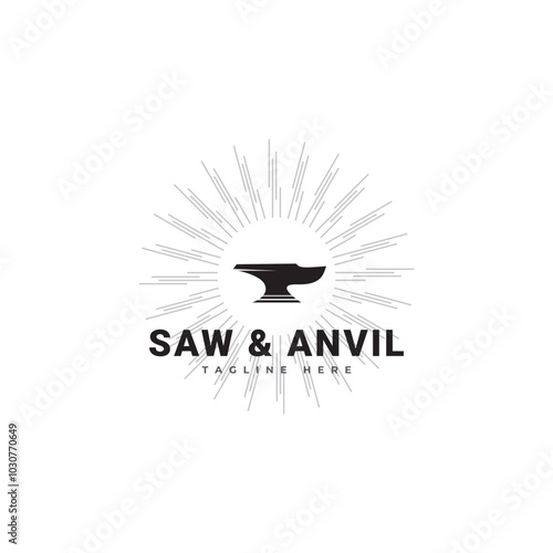 hammer anvil art blacksmith logo symbol design illustration
