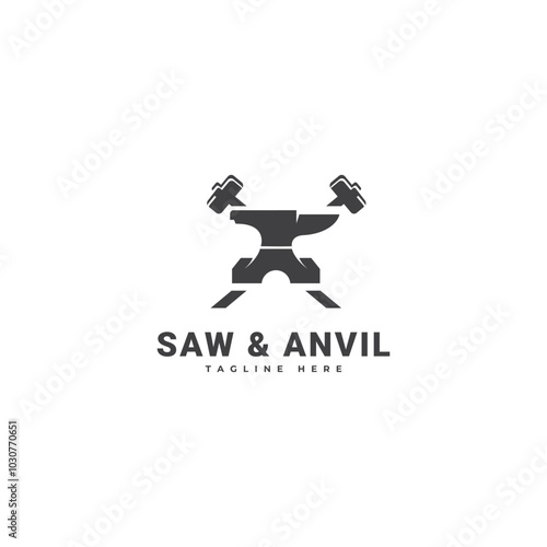 hammer anvil art blacksmith logo symbol design illustration