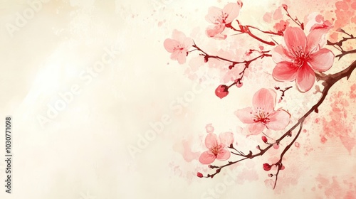 Delicate pink blossoms on a branch, celebration of spring's beauty