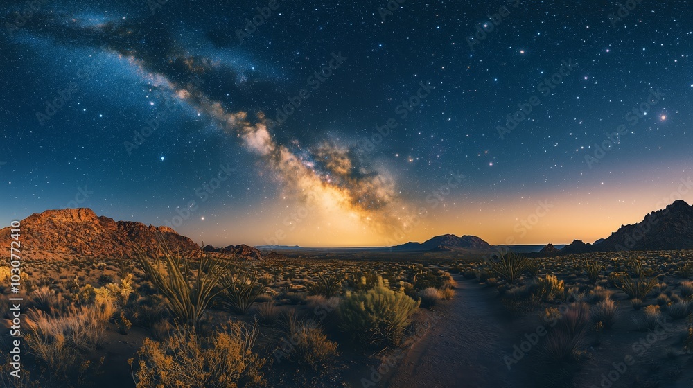 Night Sky with Stars and Glowing Milky Way Night Sky with Stars and Glowing Milky Way