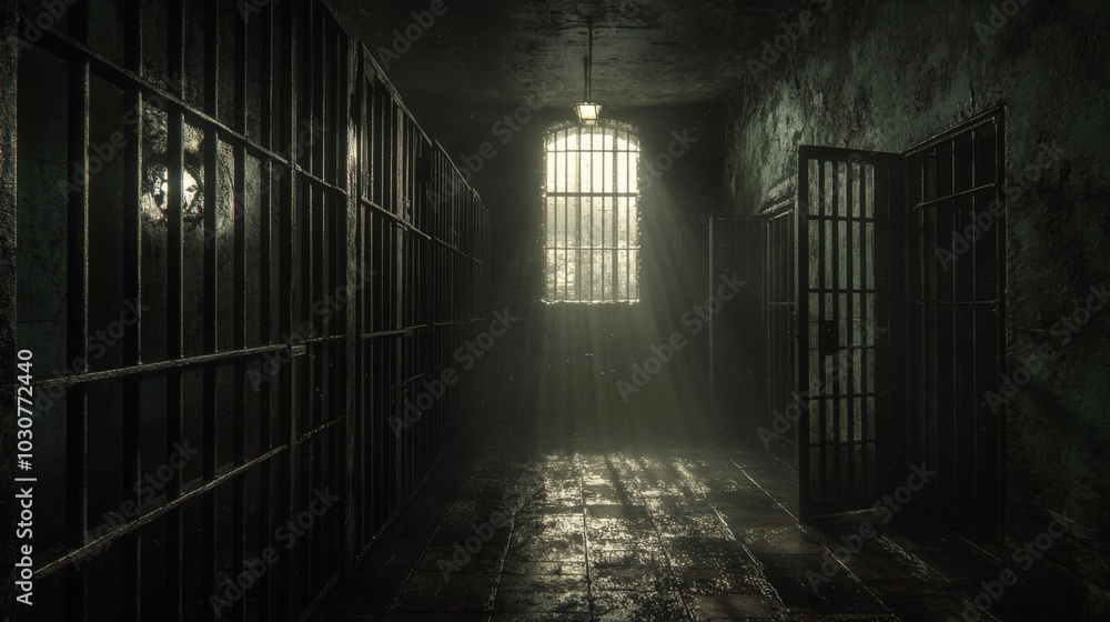 Dimly Lit Prison Corridor Dimly Lit Prison Corridor