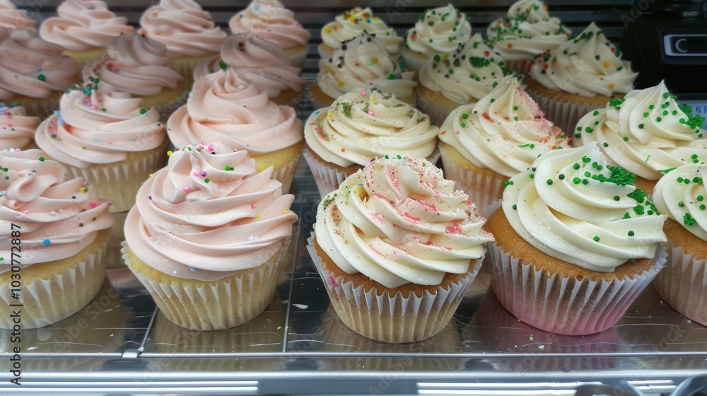 A Close-Up of Various Flavored Cupcakes with Colorful Sprinkles A Close-Up of Various Flavored Cupcakes with Colorful Sprinkles
