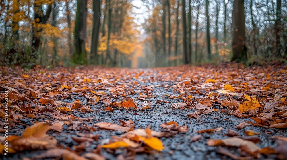 Autumn Trail Covered in Fallen Leaves Autumn Trail Covered in Fallen Leaves