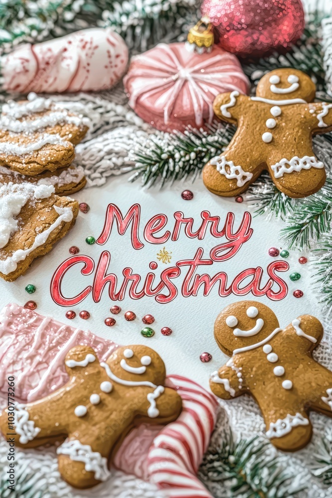 A festive scene featuring gingerbread men, candy canes, and decorations, celebrating the cheerful spirit of Christmas. A festive scene featuring gingerbread men, candy canes, and decorations, celebrating the cheerful spirit of Christmas.