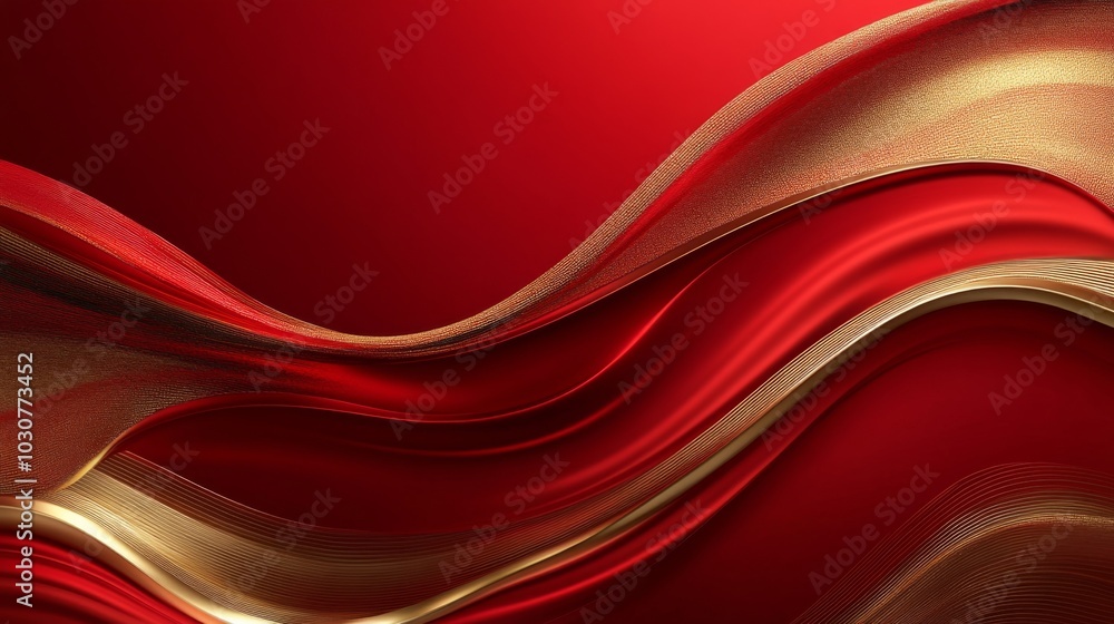 Abstract Red and Gold Waves